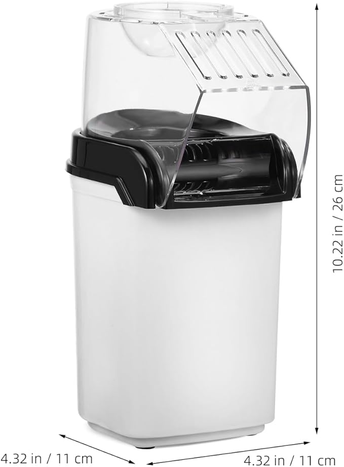 OUNONA Electric Hot Air Popcorn Maker with Measuring Cup Compact 10 Inch Home Popcorn Machine Quick One Button Operation for Party Snacks and Movie Nights Us Plug