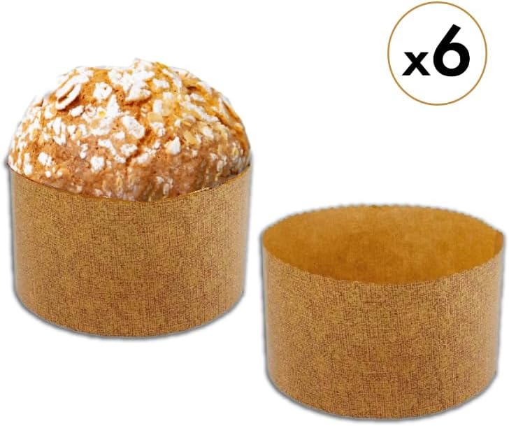 Pastry Chef's Boutique Thin Panettone Paper Pan Mold - XSmall - 4-3/8" x 3-3/8" - 250 gr - Pack of 12 - Made in Italy