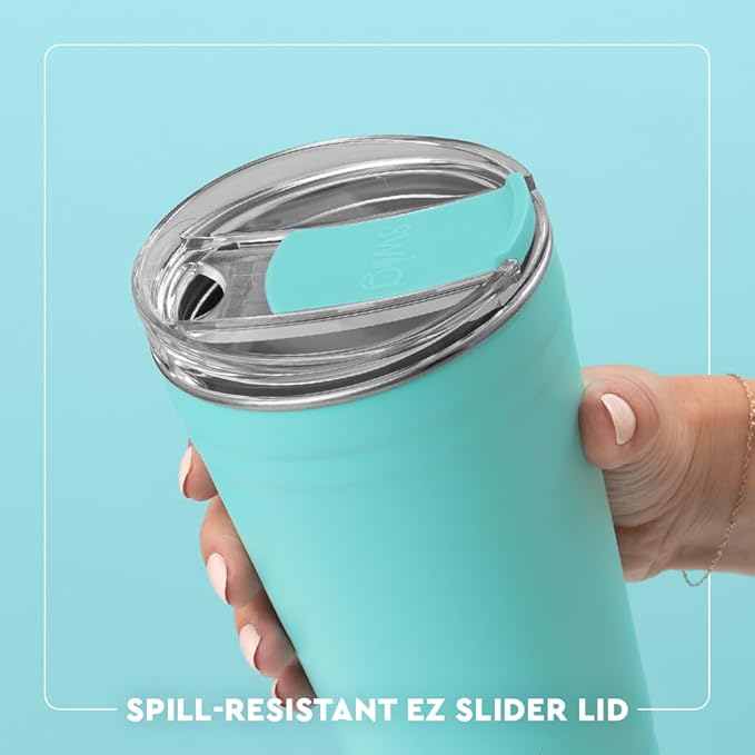 Swig Life 24oz Party Cup, Stackable Insulated Travel Coffee Tumbler with EZ Slider Lid, Cup Holder Friendly Travel, Stainless Steel 24 oz Tumbler, Reusable Mug (Mystique)