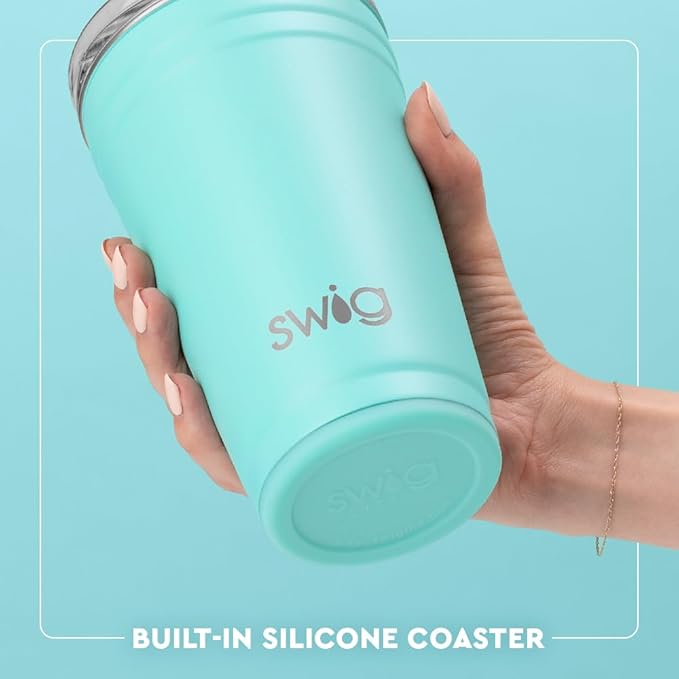 Swig Life 24oz Party Cup, Stackable Insulated Travel Coffee Tumbler with EZ Slider Lid, Cup Holder Friendly Travel, Stainless Steel 24 oz Tumbler, Reusable Mug (Hoppy Easter)