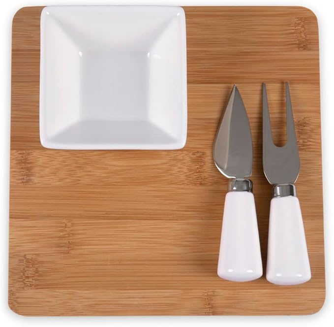 Picnic TIME NFL Peninsula Cutting Board & Serving Tray - Cheese Board - Charcuterie Board - Appetizer Plate, Bamboo & White Ceramic