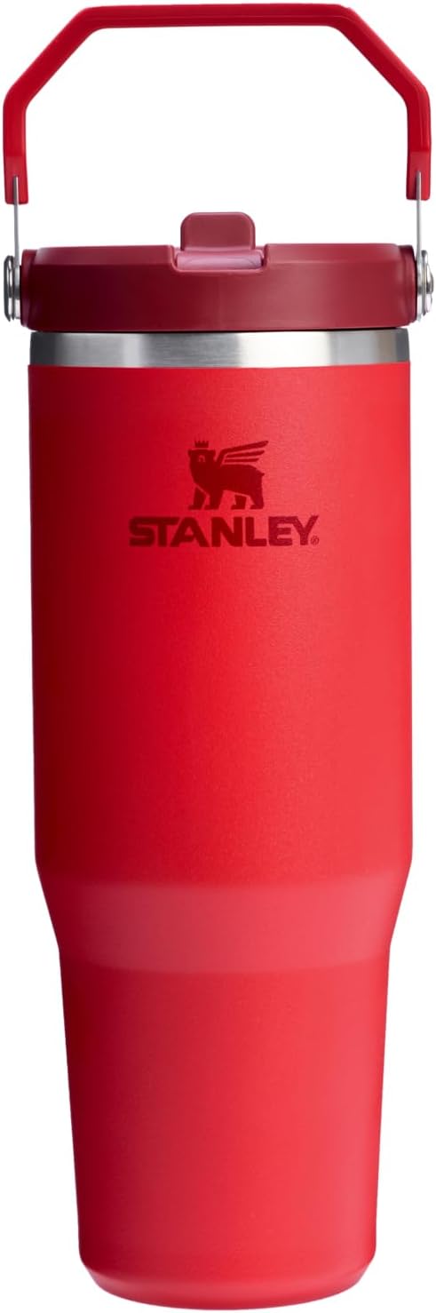 STANLEY IceFlow 2.0 Flip Straw Tumbler with Handle 30 oz | Twist On Lid and Flip Up Straw | Leak Resistant Water Bottle | Insulated Stainless Steel | BPA-Free | Chili Red