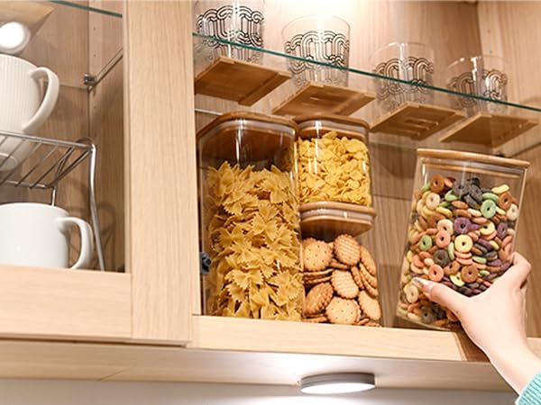 SHOWIN Glass Food Storage Jars Square 61oz, 3 Pack Glass Jars With Bamboo Lids, Kitchen Storage Containers For Spice, Candy, Cookie, Storage For Pantry Organizers