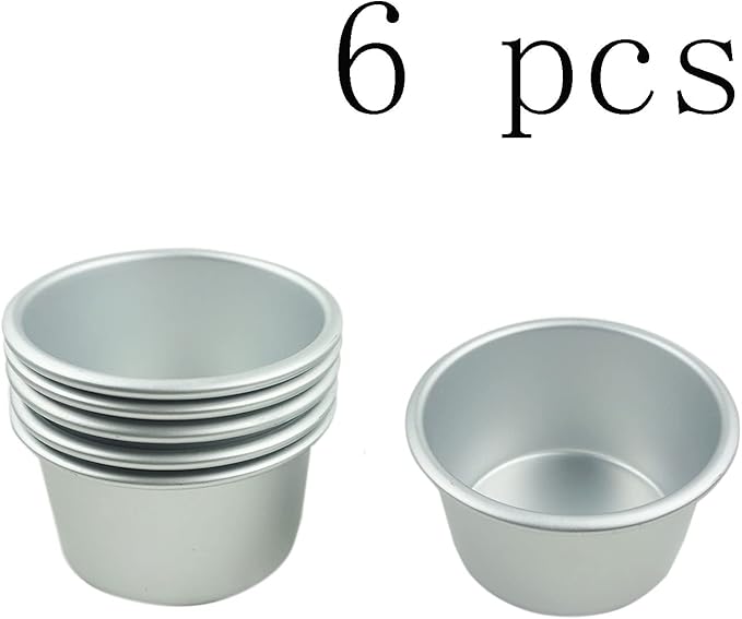 6 Packs Popover Pan， Large Individual Muffin Mold, Aluminium Pudding Cup, Chocolate Molten Mould, Raspberry Souffle Baking Maker, Brownie Tumbler -for Pie, Egg Tart, Cake (Size 3.4"x 2")