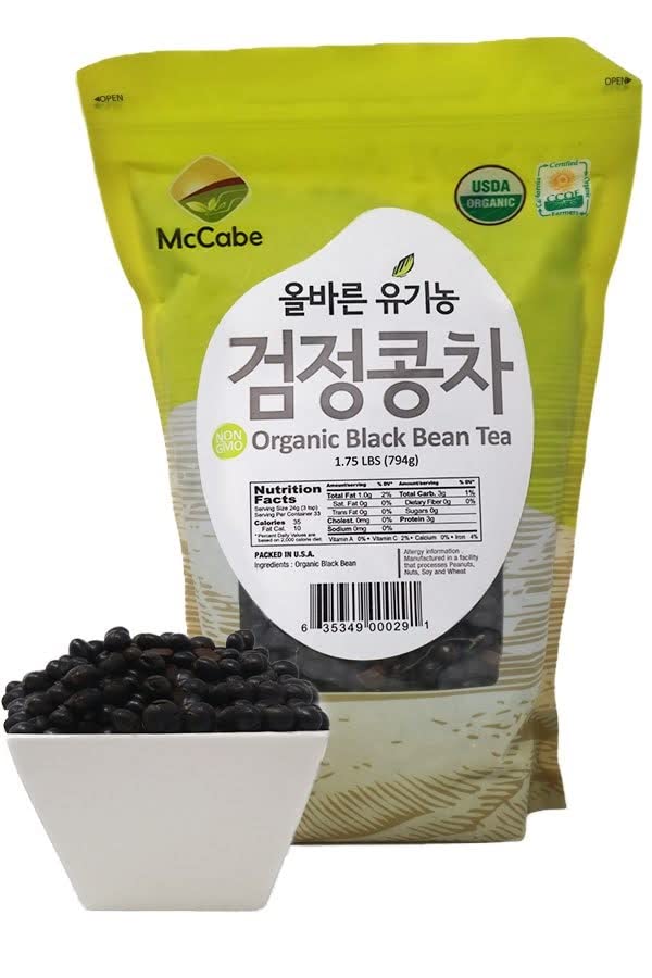 McCabe Organic Black Bean Tea - Roasted Black Beans Tea | USDA and CCOF Certified | Roasted and Packed in USA | 1.75 lbs (28 Oz) Pack of 2
