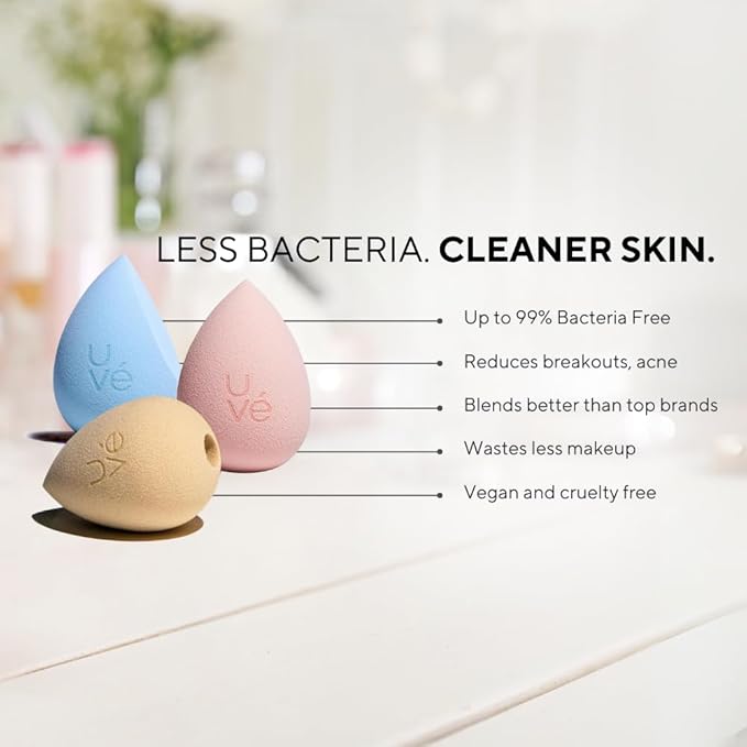 PURE Teardrop Makeup Blender Sponge, Streak Free Application of Liquid, Powder & Cream Foundation, Professional Complexion Blending Tool, Cruelty Free, Vegan, Latex Free