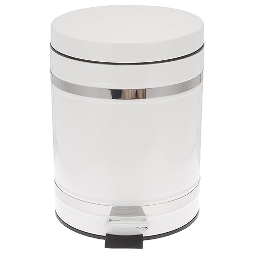 VICASKY Bathroom Garbage Container with Foot Pedal, 12l Iron Trash Can with Lid, Round Roman Pattern Wastebasket for Home, Office, and Hotel Use