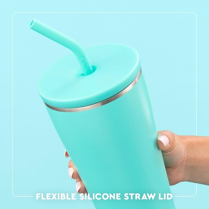 Swig Life 32oz Straw Tumbler, Travel Coffee Tumbler with Lid, Cup Holder Friendly Travel Coffee Mug, Stainless Steel, 32 oz Reusable Insulated Coffee Mug (Saturdays In Oxford)