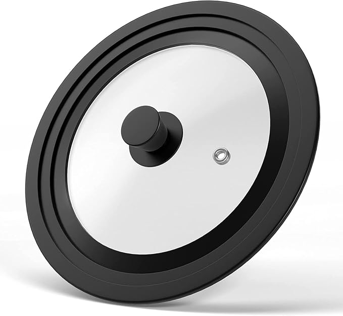 Universal Lids for Pots, Pans & Skillets - Fits 11", 12" and 12.5" Diameter Cookware, Tempered Glass with High Heat Resistant Silicone Rim, Dishwasher Safe.