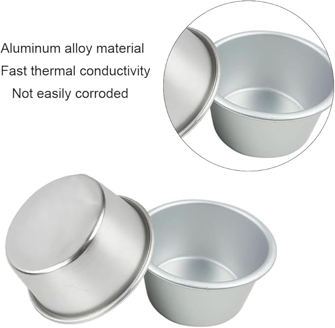 6 Packs Popover Pan， Large Individual Muffin Mold, Aluminium Pudding Cup, Chocolate Molten Mould, Raspberry Souffle Baking Maker, Brownie Tumbler -for Pie, Egg Tart, Cake (Size 3.4"x 2")