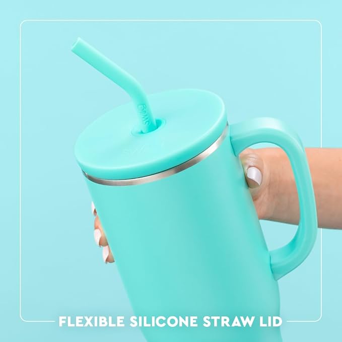Swig Life 40oz Mega Mug, 40oz Tumbler with Handle and Straw, Extra Large Insulated Tumblers, Cup Holder Friendly Travel Mug (Ms Frost)