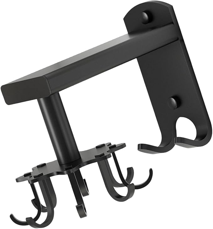Rotatable 8-Claw Kitchen Utensil Hooks Black Space Aluminum Alloy 360-degree Swivel Wall-Mounted Sundries Organizer for Measuring Cups and Spoons