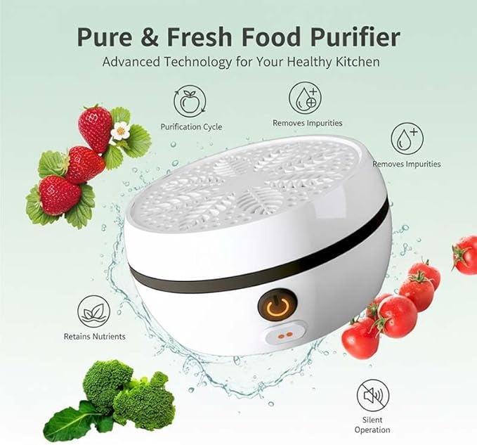 Fruit & Vegetable Cleaning Machine: Vegetable Cleaner Device with Multi-Mode Cleaning - Portable Waterproof Food Purifier for Fruits, Vegetables, Meat & Seafood - USB Rechargeable (white)