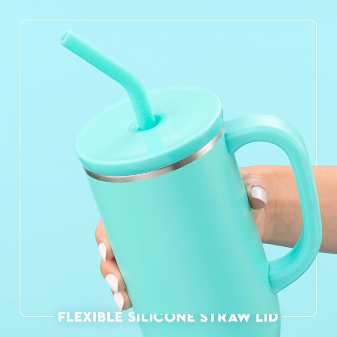 Swig Life 30oz Mega Mug, 30oz Tumbler with Handle and Straw, Large Insulated Tumblers, Cup Holder Friendly Travel Mug, Stainless Steel 30 oz Tumbler, Reusable Insulated Water Bottle (Mardi Gras Bows)