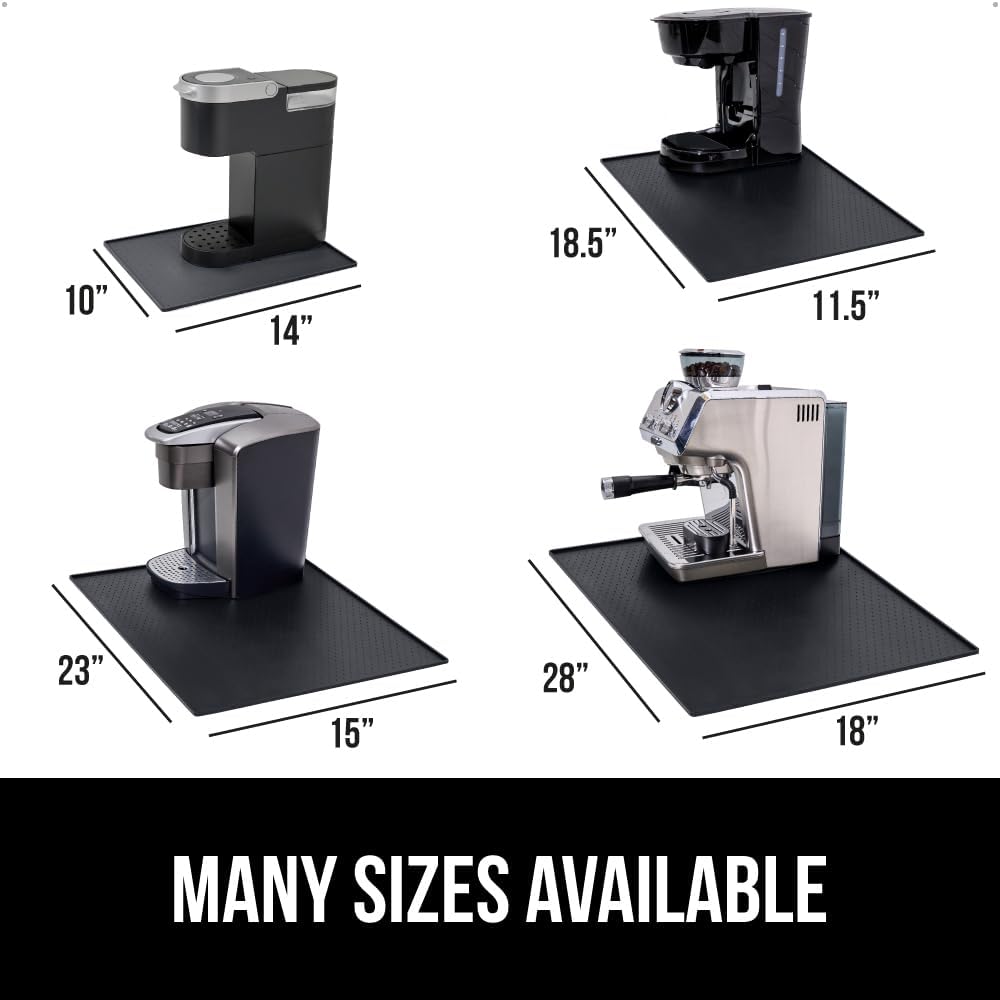 GORILLA GRIP Silicone Coffee Mat, 15x23, Espresso Drink Bar Station Accessories, Use Under Machine, Waterproof Heat Resistant Multi-Use Dish Drying Mats, Stays in Place, Kitchen Home Decor, Black