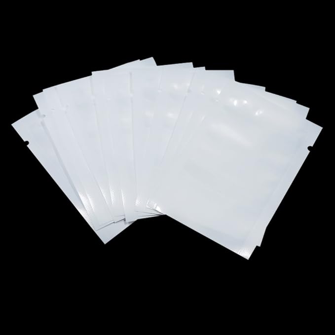 PABCK 2000 Pcs 2.4x3.5 inch (Usable Size 2x3.1 inch) White Front Clear Open Top 2.8mil Plastic Vacuum Pouch Heat Sealable Bags for Food Storage Packets Mini Sample with Tear Notches