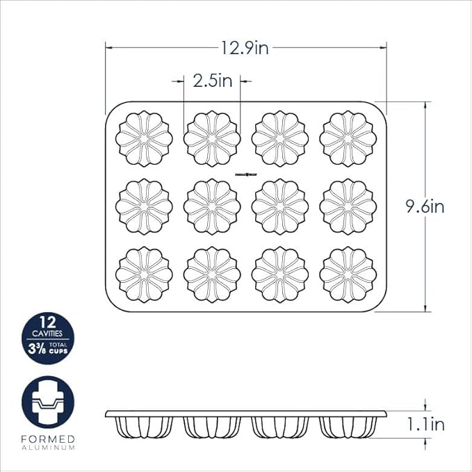 Nordic Ware Formed Mini Bundt, 12 Cavity Cupcake, Twilight Blue
