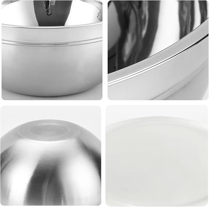 Mixing Bowls, 5Pcs Stainless Steel Mixing Bowl Set, Utensils for the Kitchen, Multifunctional, Stackable, Dishwasher Safe, 3.75L / 3.25L / 2.5L / 2L / 1.3L (With lid)