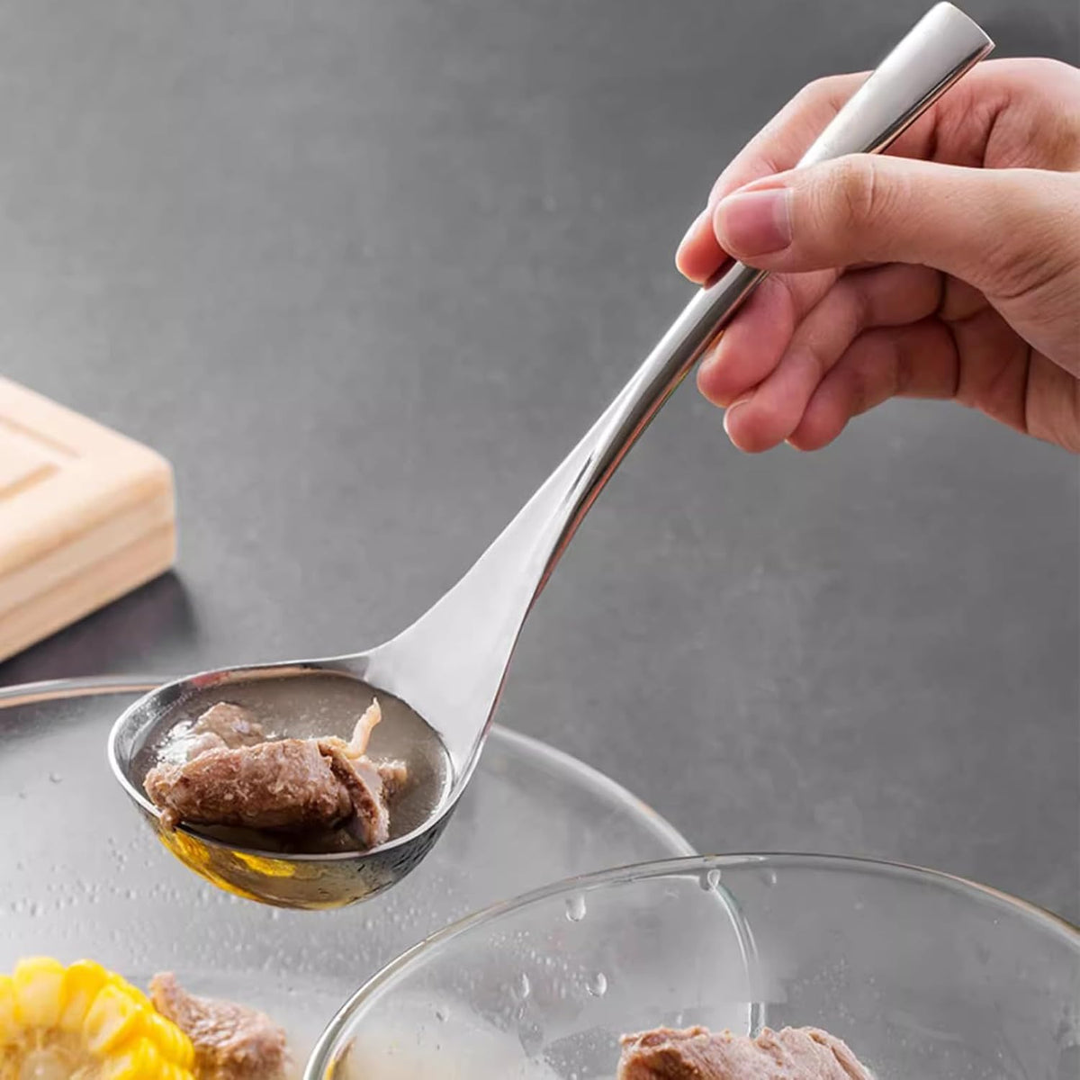 Zjunhm Sauce ladle,Gravy Ladle,Small Soup Ladle,8.3 Inch,SUS304 Stainless,Mirror Polished Dishwasher Safe 1 Piece (Color:Silver).