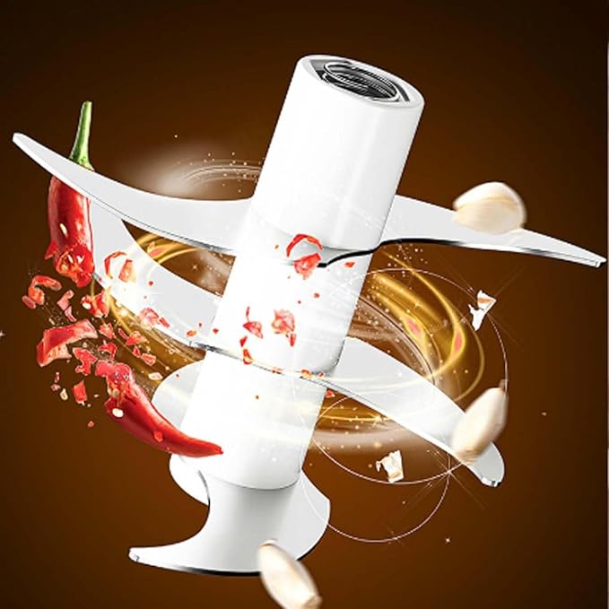Household Electric Garlic Crusher, Electric Garlic Chopper, Mini Portable Veggie Chopper with 4/6 Stainless Steel Blades, Wireless Rechargeable Food Cutter for Garlic, Onion, Chili (2PCS-C,320ML)