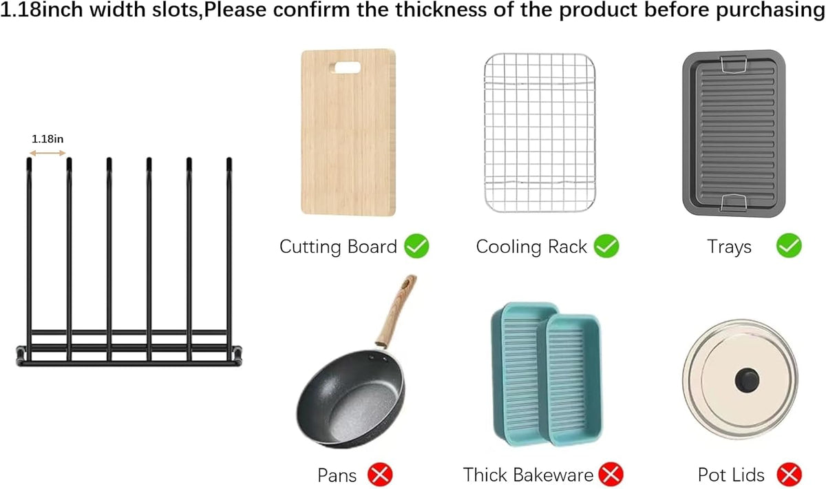 Cutting Board Organizer (2 Pc), Kitchen Cabinet Organizer, Baking Sheet Holder with 5 Divided Slots, for Countertop or Cabinet Storage, Space Saving