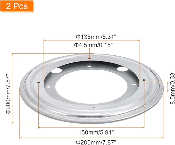 uxcell Lazy Susan Hardware, 2Pcs 8 Inch - Iron Round Ball Bearing Rotating Swivel Plate, Lazy Susan Turntable for DVD Tower, Bookshelf (Silver)