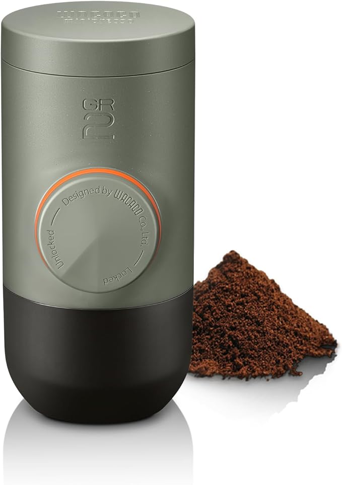 WACACO Minipresso GR2 Espresso Machine Compatible Ground Coffee, Portable Coffee Maker 18 Bar Manually Operated, Espresso Maker On The Go,Ultra-Small For Travel Camping Fishing Climbing Riding