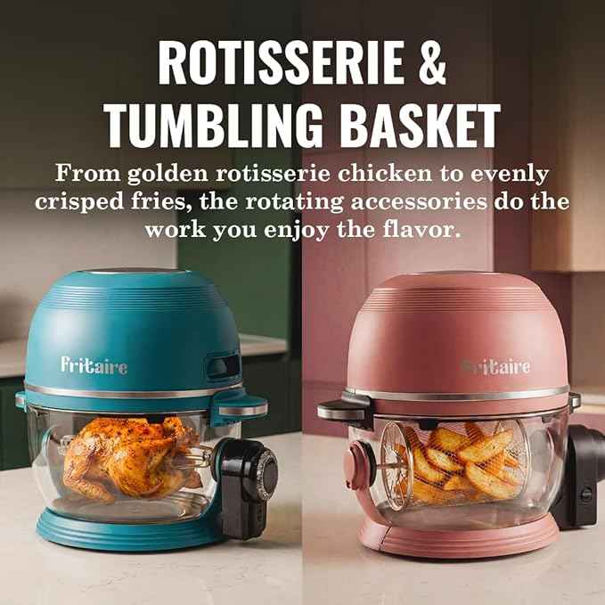 Non Toxic Air Fryer™ Pro | 9-in-1 Glass Air Fryer | Self-Cleaning | 5 Quart | Rotisserie and Tumbler | 400F Vortex For Even Cooking, BPA-Free Teflon Free, Recrisp, Roast, Bake, Lavender