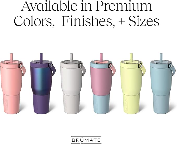 BrüMate Resa 35oz 100% Leakproof Travel Tumbler w/Handle & Straw | Flexible SoftSip Straw | Silicone Sleeve for Durability | Stainless Steel | Cup Holder & Travel Friendly Water Bottle (Lilac Dusk)
