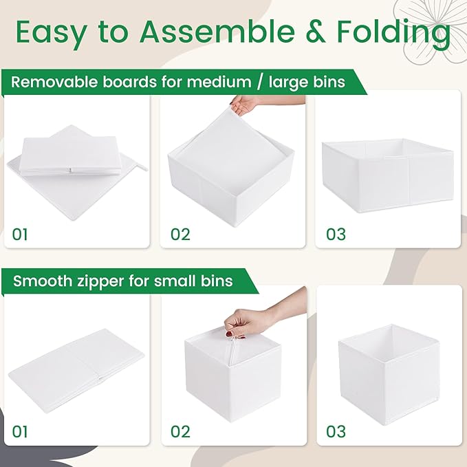 Criusia 16 Pack Underwear Drawer Organizer, Drawer Organizer Clothes, Foldable Cloth Storage Box Closet Dresser Drawer Divider Organizer for Clothes, Scarves (White)