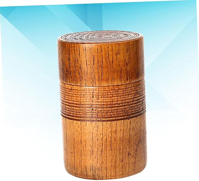 BESTOYARD Wooden Tea Canister with Sealed Lid Classical Chinese Style Round Wood Container for Tea Storage and Dry Food Organizer 4.72X2.95X2.95 Inches Ideal for Home Restaurant and House
