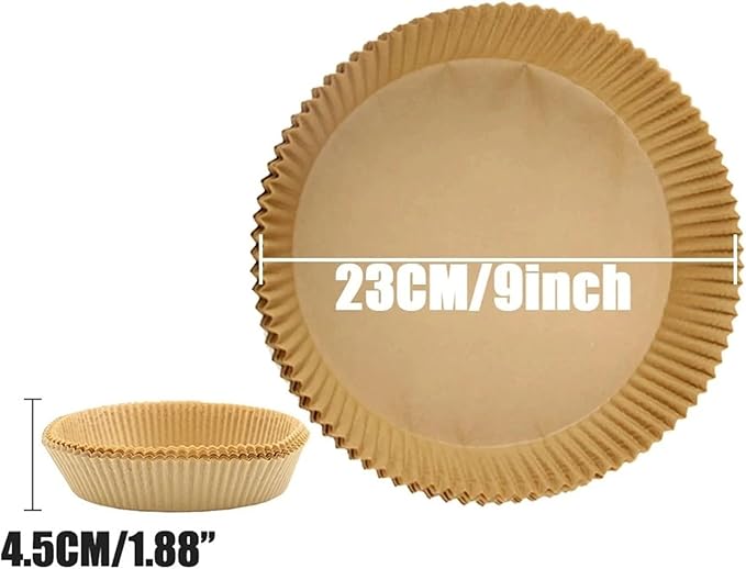 Large Air Fryer Disposable Paper Liners Nonstick 23cm Oven Airfryer Parchment Baking Paper ，Compatible For Ninja，Compatible For COSORI ，Grill Cooking Basket(23cm round,250 Pcs)