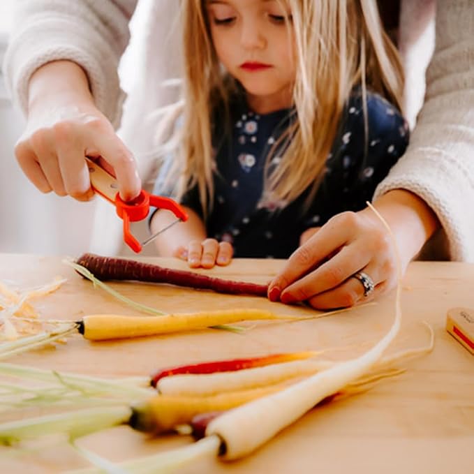 Opinel Le Petit Chef Peeler For Children and Teaching Food Prep and Kitchen Safety, Made in France