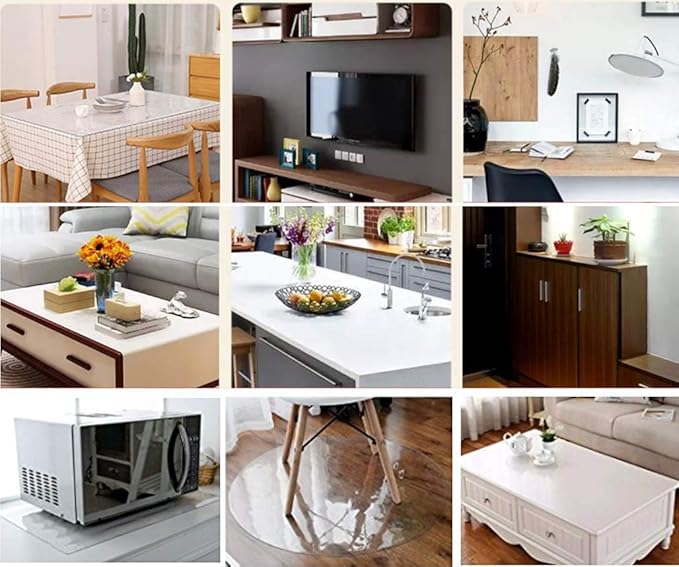 NECAUX Custom 24 x 31.5 Inch Clear Desk Cover Protector, 1.5mm Thick Plastic Desk Pad, Clear Desk Protector, Desk Mat on top of Desk, Decorative Table Protector for Computer Writing Desk, Side Table