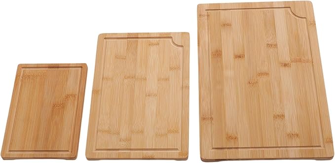 Dpofirs Cutting Board Set With Inner Handles And Grooves | Three Piece Wood Chopping Boards Smooth Surface For Cleaver And Kitchen Prep