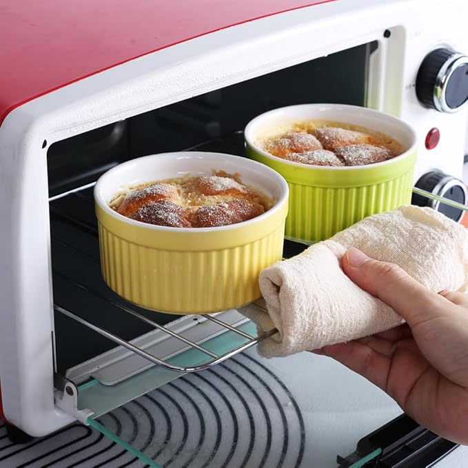 Ramekins 4oz,Creme Brulee Ramekins and Souffle Dishes,Porcelain Oven Safe Baking Bowls,Pudding Cups,Dipping bowl,Set of 6,Color
