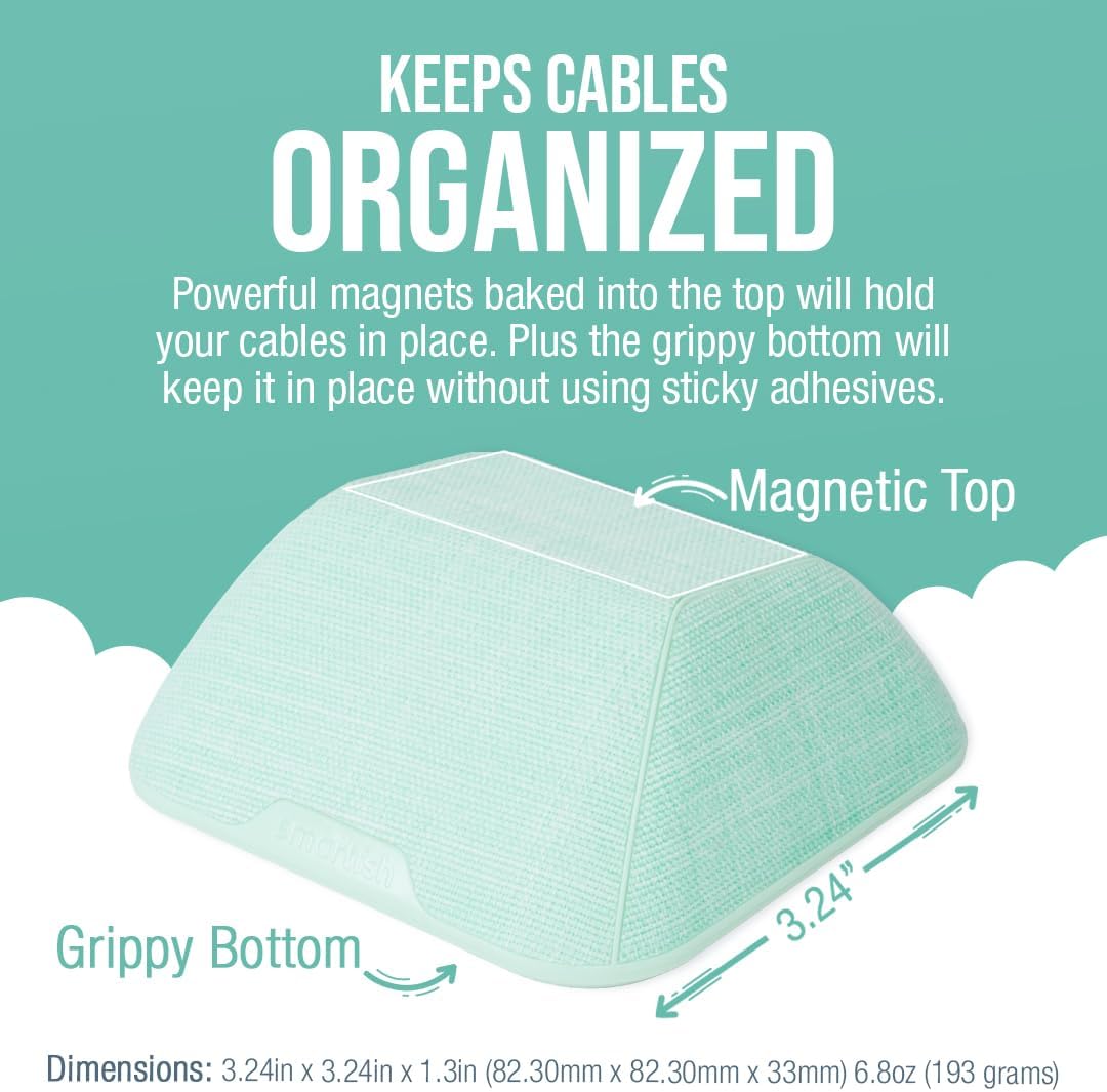 Smartish® Magnetic Cord Holder - Cable Wrangler Organizer with Magnet Clips for Charger Management on Desktop, Nightstand, or Side Table for All Cables, USB-C, Lightning Cables - Teal Me More