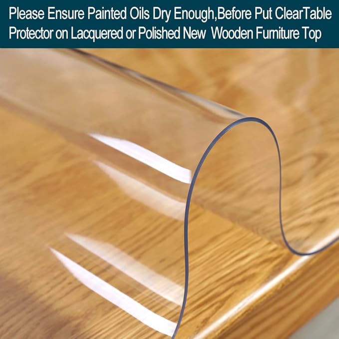 Wadrac Multisize Small PVC Clear Table Cover Top Protector-12x38 in Heat Resistant Anti Scratch Plastic Cloths Rectangular Vinyl Non-Slip Desk Pad for Children Painting Sofa Side Table/Writing Desk