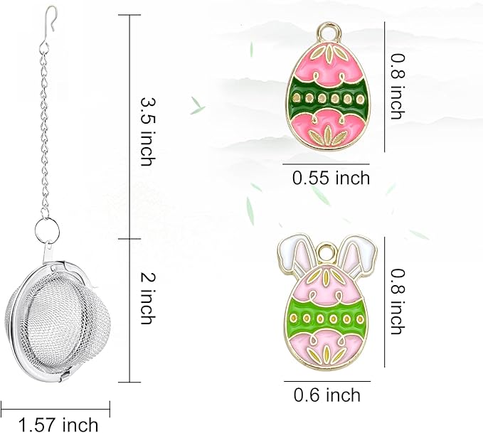 2Pcs Easter Stainless Steel Mesh Tea Infuser, 2.1 inch Tea Ball with Easter Eggs Pendant,Tea Strainer Tea Diffuser Tea Steeper for Filtering Tea,Tea Infusers for Loose Tea (Easter Egg, 2PC)