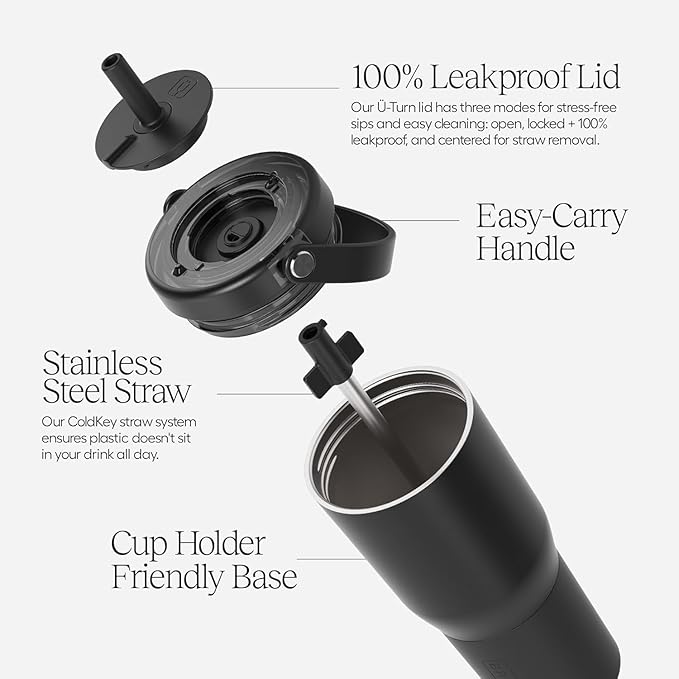BrüMate Resa 35oz 100% Leakproof Travel Tumbler with Handle & Straw | Flexible SoftSip Straw | Silicone Sleeve for Durability | Stainless Steel | Cup Holder & Travel Friendly Water Bottle | (Primrose)
