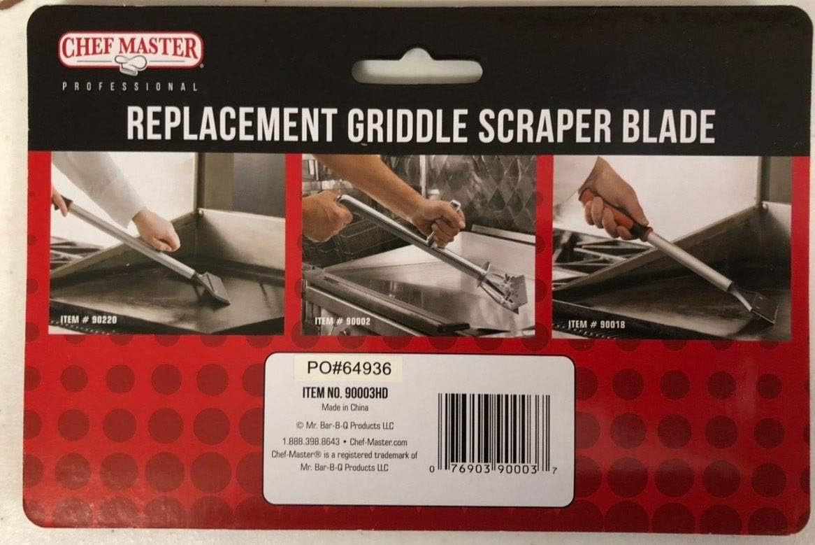Chef Master Stainless Steel Replacement Blade Griddle Scraper, 5 1/2" Wide x 1.2mm Thick Stainless Steel Reversible Blade, Fits Most Scrapers, Double Beveled Edge for Chrome Griddle by FryOilSaver Co.