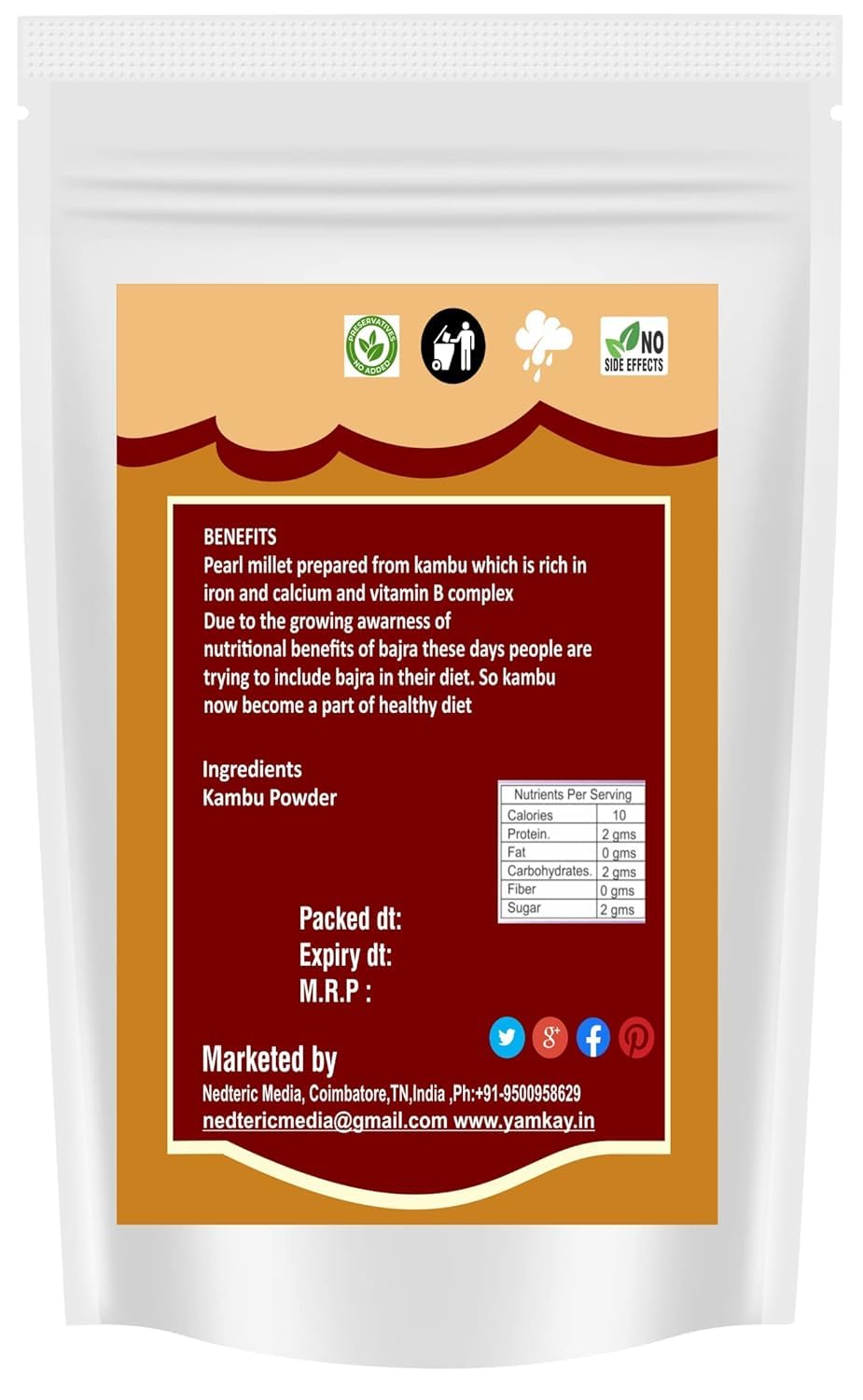 Yamkay Pearl Millet Flour (Bajra Atta) - Naturally Gluten-Free Bajra Flour & Kambu Flour, High-Fiber, Nutritious Grain for Healthy Cooking & Baking (1500 GM)