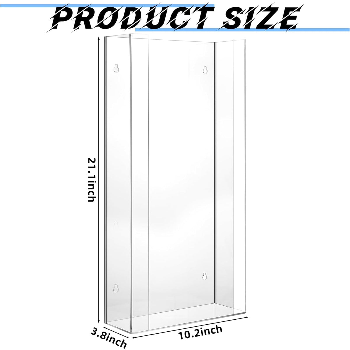 Weysat Wall Mounted Acrylic Glove Box Holder Double Dispenser Floating Glove Box Organizer Storage Rack for 4 Boxes for Kitchen Cleaning Closet Lab Exam Office (21.1 h x 10.2 W x 3.5 D)