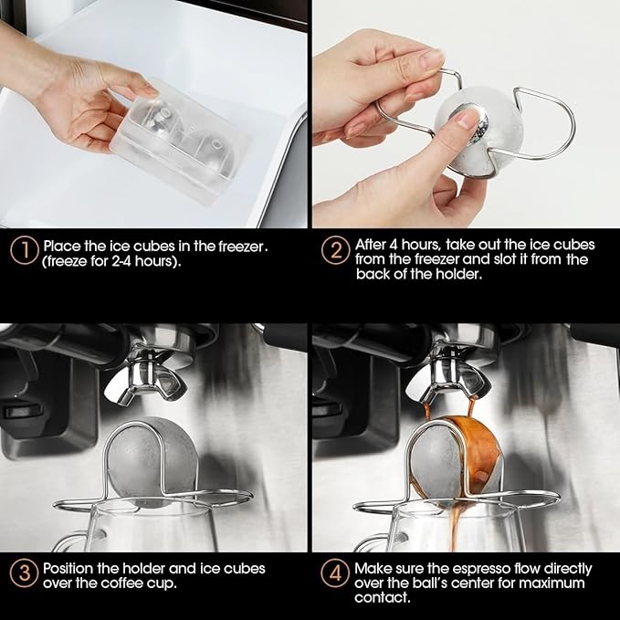 AIEVE XL Espresso Cooling Ball, 2 Pack Upgraded Large Coffee Chiller, Stainless Steel Chilling Ball Iced Coffee Accessories Espresso Accessories for Nespresso Breville Espresso Machine