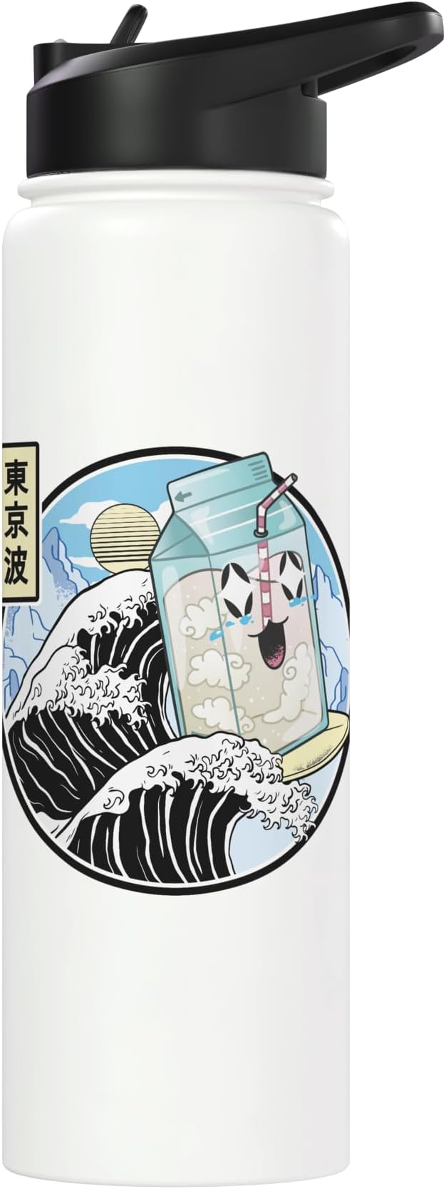 Surfing Milk Carton On Kanagawa Wave Vaporwave Kawaii Anime Stainless Steel Insulated Water Bottle
