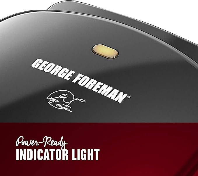 George Foreman GR10B 2-Serving Mini Grill & Panini Press, Compact 7.3” x 5.6” Cooking Surface,1–2 Servings, Dorms & Small Kitchens