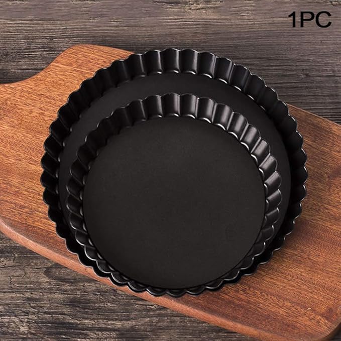 Non-sticks 6 Inches Quiche Tart Pan, Removable Loose Bottom Tart Pie, Round Fluted Tart Tins Baking Pan Mould Tray for Creating Creamy Cheese Cakes, Chocolate Tarts, Fruit Tart Pies
