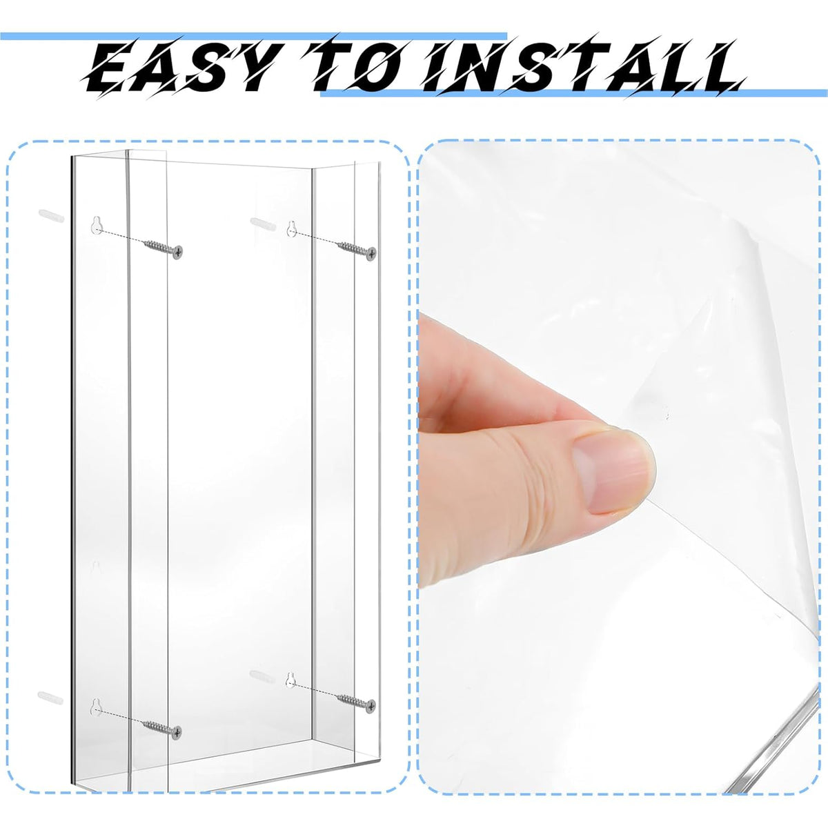 Weysat Wall Mounted Acrylic Glove Box Holder Double Dispenser Floating Glove Box Organizer Storage Rack for 4 Boxes for Kitchen Cleaning Closet Lab Exam Office (21.1 h x 10.2 W x 3.5 D)