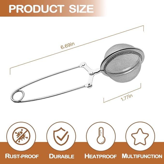 nap Ball Tea Strainer, Ridworg 3 Pack Premium Stainless Steel Tea Infuser with Handle for Loose Leaf Tea Fine Mesh Tea Balls Filter Infusers