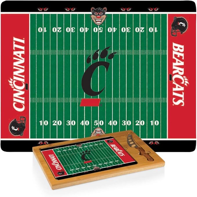 PICNIC TIME NCAA Icon Glass Top Cutting Board & Knife Set, Cheese Boards Charcuterie Boards, Serving Platter, (Parawood & Bamboo)